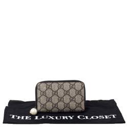 Gucci Beige GG Supreme Canvas Zip Around Wallet