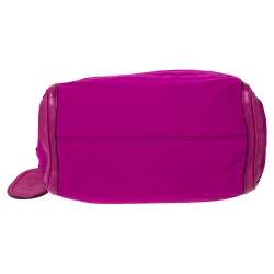Pre Owned Gucci Magenta GG Neoprene and Leather Medium Techno Tag Boston Bag
