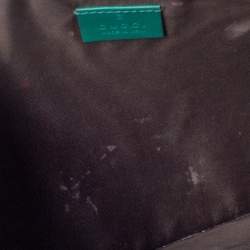 Pre Owned حقيبة صغيرة غوتشي مزينة بكلمات "لاڨيوغل پار امور" جلد أخضر