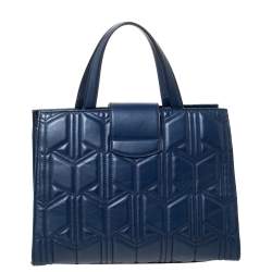 Gucci Navy Blue Matelassé Leather For Ounass Dionysus Tote