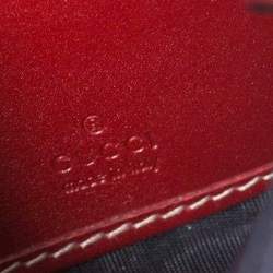 Gucci Beige/Red GG Supreme Canvas and Patent Leather Flap Wallet
