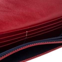 Gucci Beige/Red GG Supreme Canvas and Patent Leather Flap Wallet