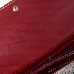 Gucci Beige/Red GG Supreme Canvas and Patent Leather Flap Wallet