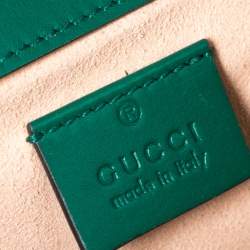 Pre Owned Gucci Green Matelasse Leather Mini GG Marmont Super Bag