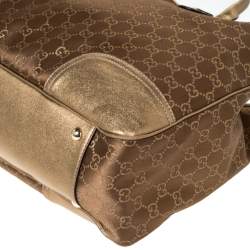 Pre Owned Gucci Brown/Gold GG Fabric and Leather Large Princy Tote