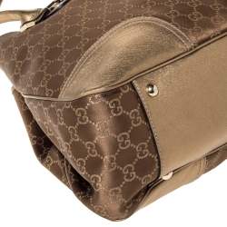 Pre Owned Gucci Brown/Gold GG Fabric and Leather Large Princy Tote