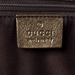 Pre Owned Gucci Brown/Gold GG Fabric and Leather Large Princy Tote