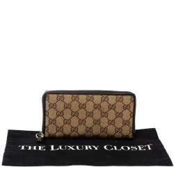 Gucci Beige/Brown GG Canvas and Leather GG Twins Zip Around Wallet