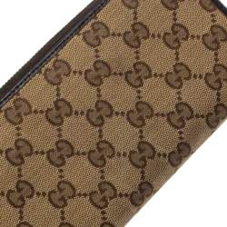 Gucci Beige/Brown GG Canvas and Leather GG Twins Zip Around Wallet