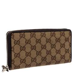 Gucci Beige/Brown GG Canvas and Leather GG Twins Zip Around Wallet