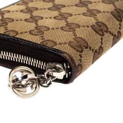 Gucci Beige/Brown GG Canvas and Leather GG Twins Zip Around Wallet