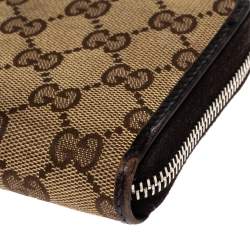 Gucci Beige/Brown GG Canvas and Leather GG Twins Zip Around Wallet