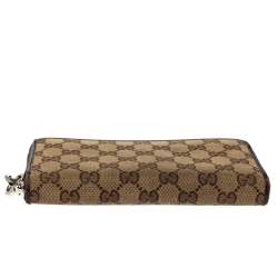 Gucci Beige/Brown GG Canvas and Leather GG Twins Zip Around Wallet
