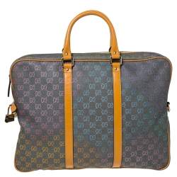Gucci Grey/Tan GG Supreme Canvas and Leather Briefcase