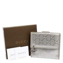 Pre Owned محفظة غوتشي فرينش كانفاس مطبوع جي جي فضي