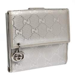 Pre Owned محفظة غوتشي فرينش كانفاس مطبوع جي جي فضي