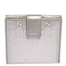 Pre Owned محفظة غوتشي فرينش كانفاس مطبوع جي جي فضي