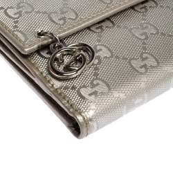 Pre Owned محفظة غوتشي فرينش كانفاس مطبوع جي جي فضي