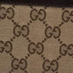 مملوكة مسبقًا محفظة نقود معدنية غوتشي جلد و كانفاس جي جي بني و بيج