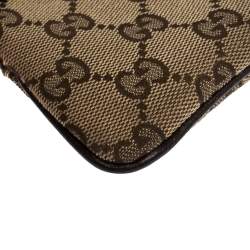 مملوكة مسبقًا محفظة نقود معدنية غوتشي جلد و كانفاس جي جي بني و بيج