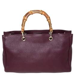 Pre Owned حقيبة غوتشي بامبو شوبر جلد 