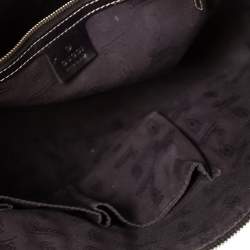 Pre Owned Gucci Beige/Dark Brown Canvas and Leather Web Horsebit Tassel Tote