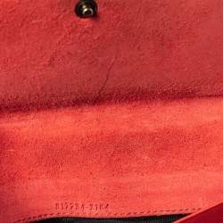 Pre Owned Gucci Orange Patent Leather Horsebit Continental Wallet