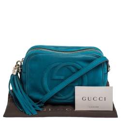 Pre Owned Gucci Turquoise Nubuck Leather Soho Disco Shoudler Bag