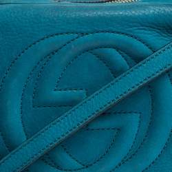 Pre Owned Gucci Turquoise Nubuck Leather Soho Disco Shoudler Bag