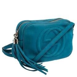 Pre Owned Gucci Turquoise Nubuck Leather Soho Disco Shoudler Bag