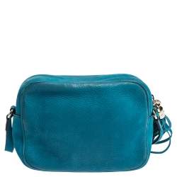 Pre Owned Gucci Turquoise Nubuck Leather Soho Disco Shoudler Bag
