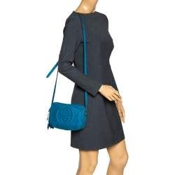 Pre Owned Gucci Turquoise Nubuck Leather Soho Disco Shoudler Bag