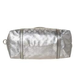 Pre Owned Gucci Silver GG Imprime Canvas and Leather Medium Joy Shopper Tote