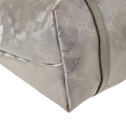 Pre Owned Gucci Silver GG Imprime Canvas and Leather Medium Joy Shopper Tote