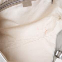 Pre Owned Gucci Silver GG Imprime Canvas and Leather Medium Joy Shopper Tote