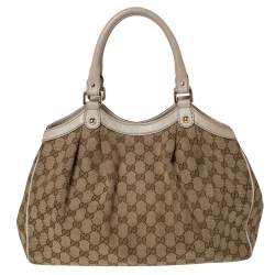 Pre Owned حقيبة يد غوتشي سوكي كانفاس GG برونزي متوسطة