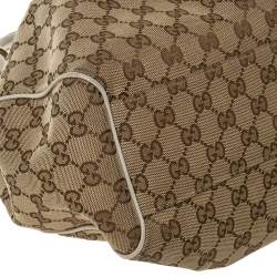Pre Owned حقيبة يد غوتشي سوكي كانفاس GG برونزي متوسطة