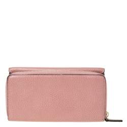 Pre Owned Gucci Pink Leather Interlocking G Continental Wallet