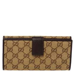Gucci Beige/Brown GG Canvas and Leather Continental Wallet