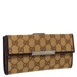 Gucci Beige/Brown GG Canvas and Leather Continental Wallet