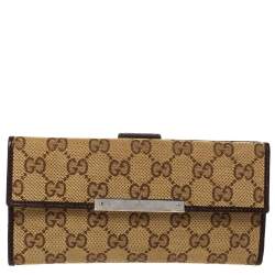 Gucci Beige/Brown GG Canvas and Leather Continental Wallet