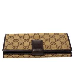 Gucci Beige/Brown GG Canvas and Leather Continental Wallet