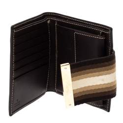 Gucci Beige/Brown GG Supreme Canvas Web Flap French Wallet