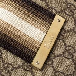 Gucci Beige/Brown GG Supreme Canvas Web Flap French Wallet