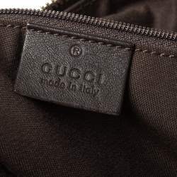 Pre Owned Gucci Beige/Brown GG Canvas and Leather D Ring Hobo