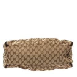 Pre Owned Gucci Beige/Brown GG Canvas and Leather D Ring Hobo