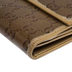 Gucci Metallic Gold GG Crystal Coated Canvas and Leather Continental Wallet