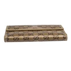 Gucci Metallic Gold GG Crystal Coated Canvas and Leather Continental Wallet