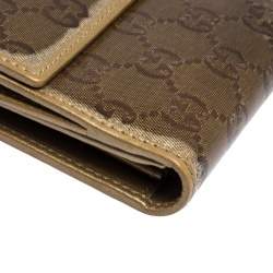 Gucci Metallic Gold GG Crystal Coated Canvas and Leather Continental Wallet