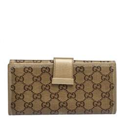 Gucci Metallic Gold GG Crystal Coated Canvas and Leather Continental Wallet